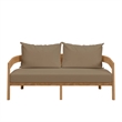 Modway Brisbane Modern Teak Wood/Fabric Patio Loveseat in Light Brown/Natural