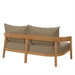 Modway Brisbane Modern Teak Wood/Fabric Patio Loveseat in Light Brown/Natural