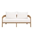 Modway Brisbane Modern Teak Wood/Fabric Patio Loveseat in White/Natural