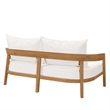 Modway Brisbane Modern Teak Wood/Fabric Patio Loveseat in White/Natural