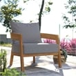 Modway Brisbane Modern Fabric/Teak Wood Outdoor Armchair in Gray/Natural