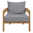 Modway Brisbane Modern Fabric/Teak Wood Outdoor Armchair in Gray/Natural