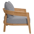 Modway Brisbane Modern Fabric/Teak Wood Outdoor Armchair in Gray/Natural
