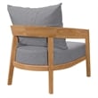 Modway Brisbane Modern Fabric/Teak Wood Outdoor Armchair in Gray/Natural