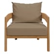 Modway Brisbane Modern Fabric/Teak Wood Outdoor Armchair in Light Brown/Natural