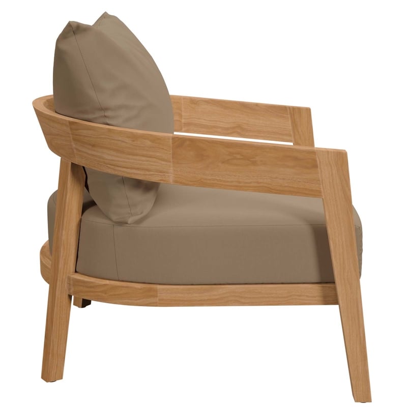 Modway Brisbane Modern Fabric/Teak Wood Outdoor Armchair in Light Brown/Natural