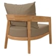 Modway Brisbane Modern Fabric/Teak Wood Outdoor Armchair in Light Brown/Natural