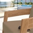 Modway Brisbane Modern Fabric/Teak Wood Outdoor Armchair in Light Brown/Natural
