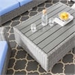 Modway Conway 4-Piece Fabric & Rattan Outdoor Furniture Set in Light Gray/Blue