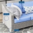 Modway Conway 4-Piece Fabric & Rattan Outdoor Furniture Set in Light Gray/Blue
