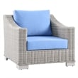 Modway Conway 4-Piece Fabric & Rattan Outdoor Furniture Set in Light Gray/Blue