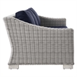 Modway Conway 4-Piece Fabric & Rattan Outdoor Furniture Set in Light Gray/Navy