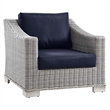 Modway Conway 4-Piece Fabric & Rattan Outdoor Furniture Set in Light Gray/Navy