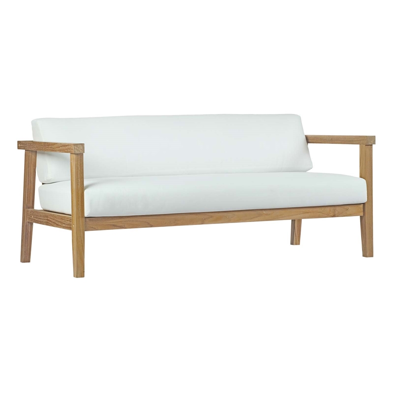 Modway Bayport 5-Piece Modern Teak Wood/Fabric Outdoor Set in White/Natural