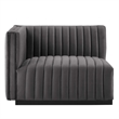 Modway Conjure Modern Channel Tufted Velvet Left-Arm Chair in Gray/Black