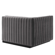Modway Conjure Modern Channel Tufted Velvet Left-Arm Chair in Gray/Black