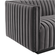 Modway Conjure Modern Channel Tufted Velvet Left-Arm Chair in Gray/Black
