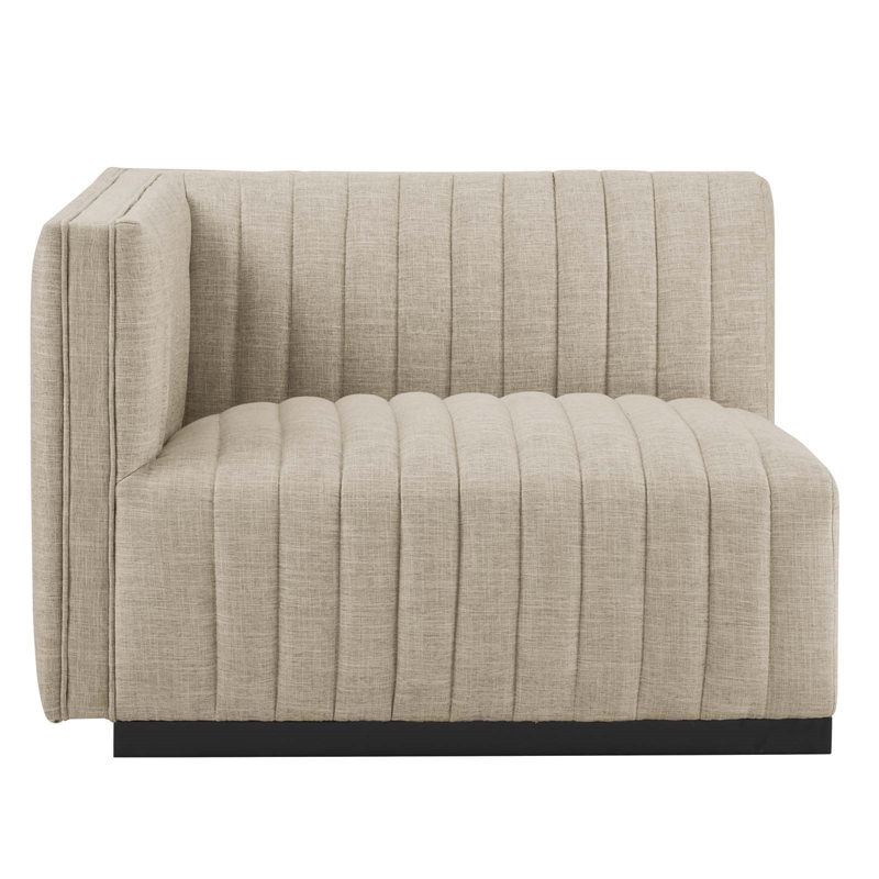 Modway Conjure Modern Channel Tufted Fabric Left-Arm Chair in Beige