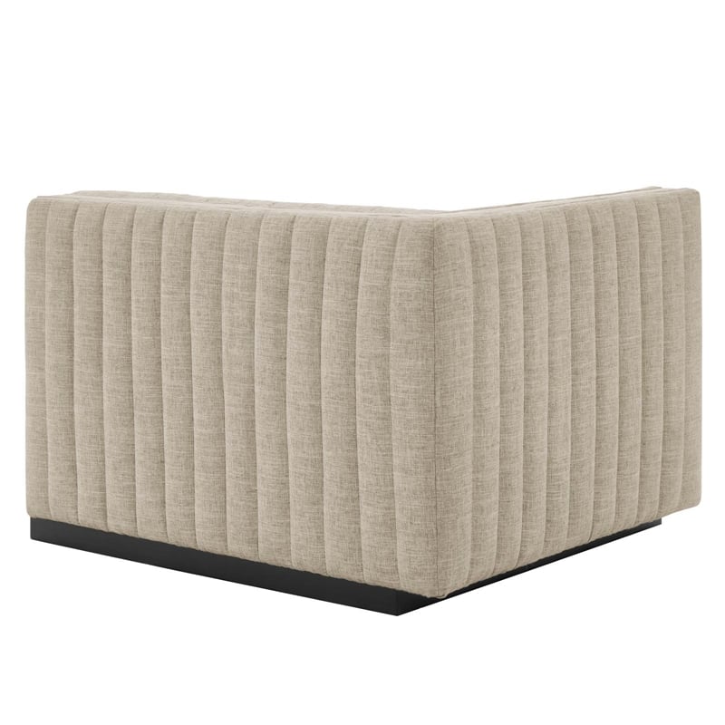 Modway Conjure Modern Channel Tufted Fabric Left-Arm Chair in Beige