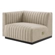 Modway Conjure Modern Channel Tufted Fabric Left-Arm Chair in Beige
