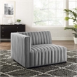 Modway Conjure Modern Channel Tufted Fabric Left-Arm Chair in Light Gray