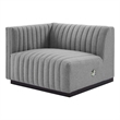 Modway Conjure Modern Channel Tufted Fabric Left-Arm Chair in Light Gray