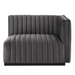 Modway Conjure Modern Channel Tufted Velvet Right-Arm Chair in Gray
