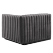 Modway Conjure Modern Channel Tufted Velvet Right-Arm Chair in Gray
