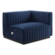 Modway Conjure Modern Channel Tufted Velvet Right-Arm Chair in Midnight Blue