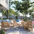Modway Brisbane 6-Piece Teak Wood Outdoor Patio Set in Natural/Light Brown