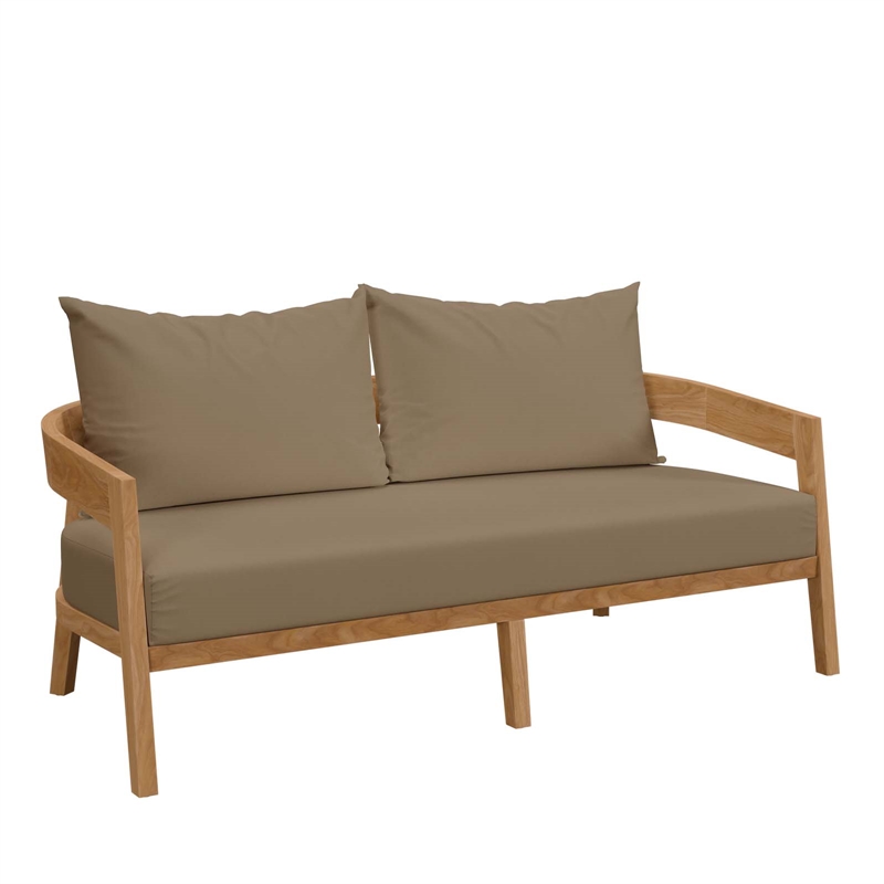Modway Brisbane 6-Piece Teak Wood Outdoor Patio Set in Natural/Light Brown