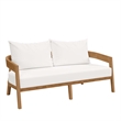 Modway Brisbane 6-Piece Teak Wood Outdoor Patio Set in Natural/White