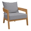 Modway Brisbane 3-Piece Teak Wood Outdoor Patio Set - Natural/Gray