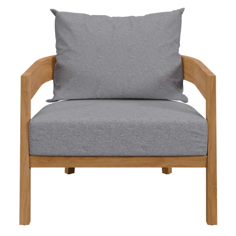 Modway Brisbane 3-Piece Teak Wood Outdoor Patio Set - Natural/Gray
