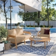 Modway Brisbane 3-Piece Teak Wood Outdoor Patio Set - Natural/Light Brown