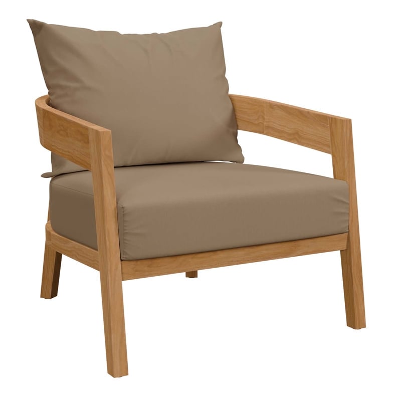 Modway Brisbane 3-Piece Teak Wood Outdoor Patio Set - Natural/Light Brown