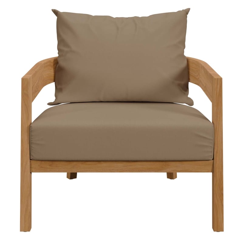 Modway Brisbane 3-Piece Teak Wood Outdoor Patio Set - Natural/Light Brown