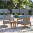 Modway Brisbane 3-Piece Teak Wood Outdoor Patio Set in Natural/Gray