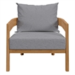 Modway Brisbane 3-Piece Teak Wood Outdoor Patio Set in Natural/Gray