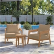Modway Brisbane 3-Piece Teak Wood Outdoor Patio Set in Natural/Light Brown