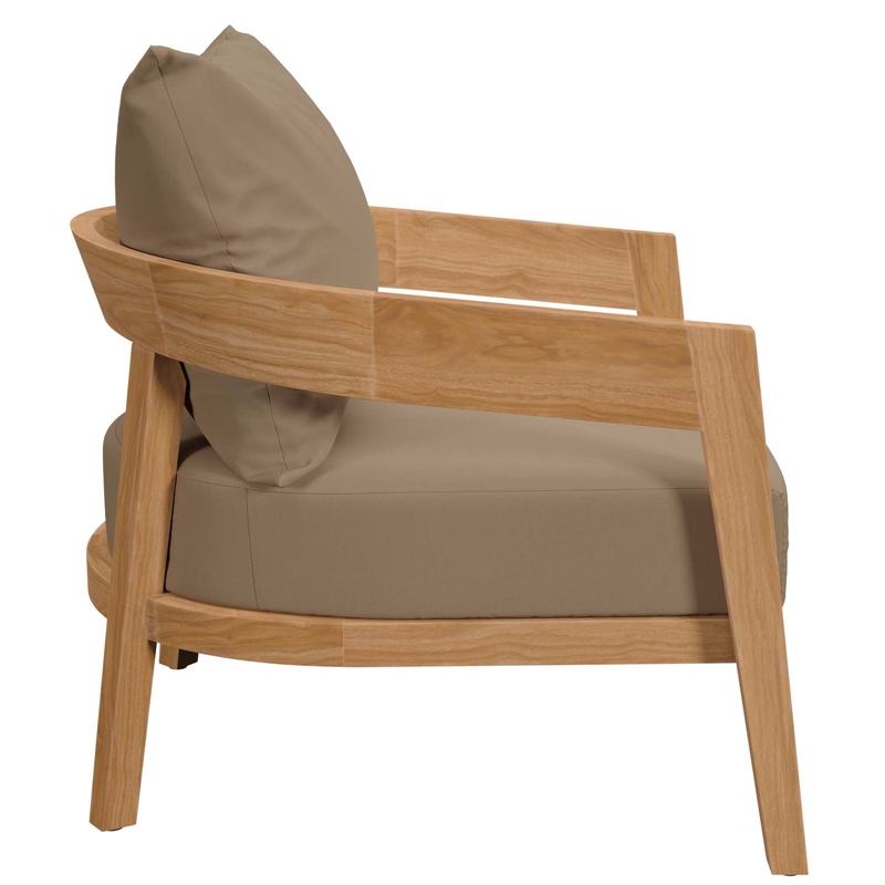 Modway Brisbane 3-Piece Teak Wood Outdoor Patio Set in Natural/Light Brown
