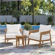 Modway Brisbane 3-Piece Teak Wood Outdoor Patio Set in Natural/White