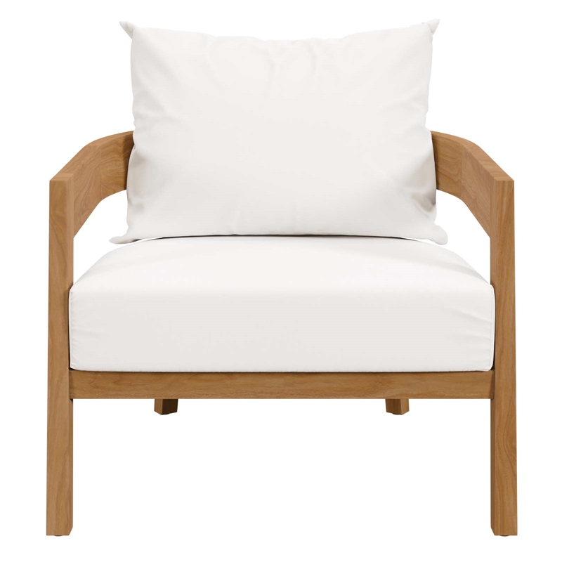 Modway Brisbane 3-Piece Teak Wood Outdoor Patio Set in Natural/White