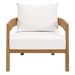 Modway Brisbane 3-Piece Teak Wood Outdoor Patio Set in Natural/White