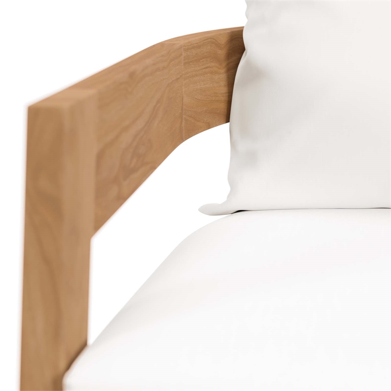Modway Brisbane 3-Piece Teak Wood Outdoor Patio Set in Natural/White