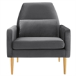 Modway Liliana Modern Performance Velvet Armchair in Charcoal/Gold