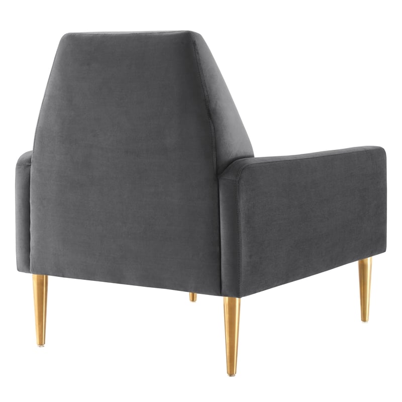 Modway Liliana Modern Performance Velvet Armchair in Charcoal/Gold