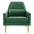 Modway Liliana Modern Performance Velvet Armchair in Emerald Green/Gold