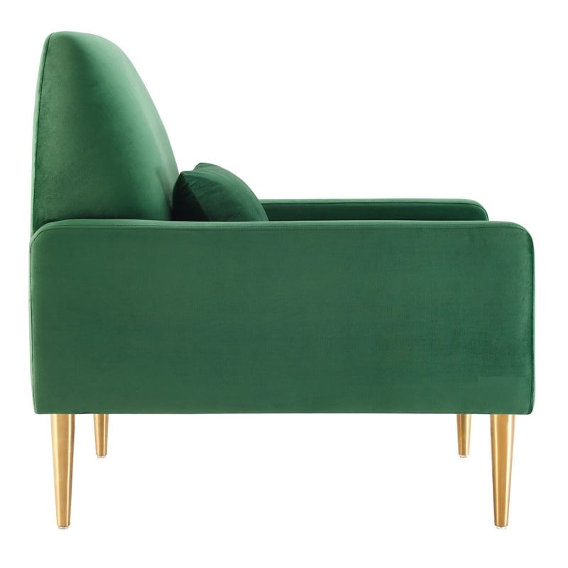 Modway Liliana Modern Performance Velvet Armchair in Emerald Green/Gold