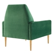 Modway Liliana Modern Performance Velvet Armchair in Emerald Green/Gold